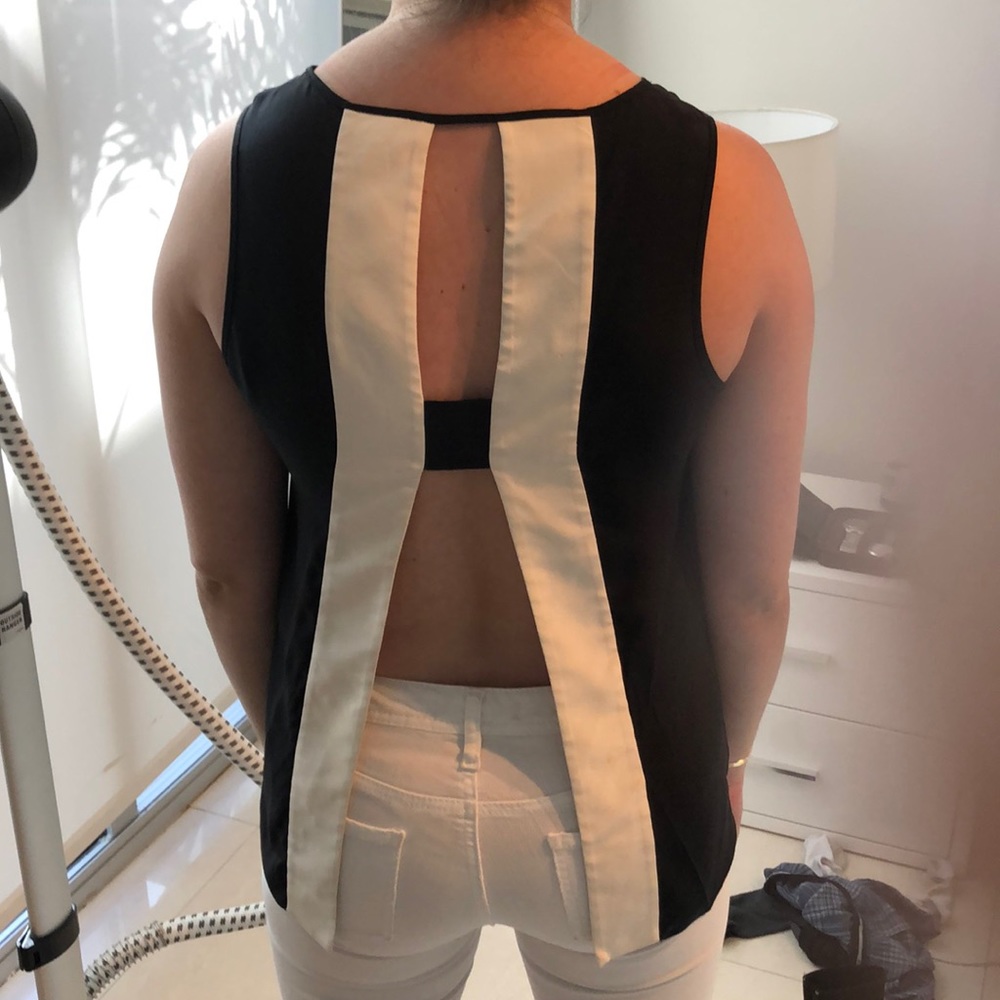 Black silk top open back